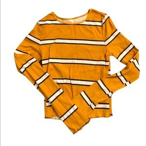 Mustard Yellow Striped Long Sleeve Shirt (XS)